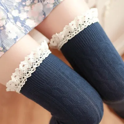 VenusFox Women Over Knee Socks Female Sexy Warm Long Boot Knit Thigh-High Stockings