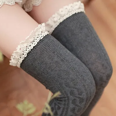 VenusFox Women Over Knee Socks Female Sexy Warm Long Boot Knit Thigh-High Stockings